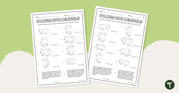 Go to Volume With Decimals Worksheets teaching resource