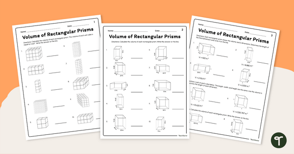 Go to Differentiated Volume of Rectangular Prism Worksheet Set teaching resource