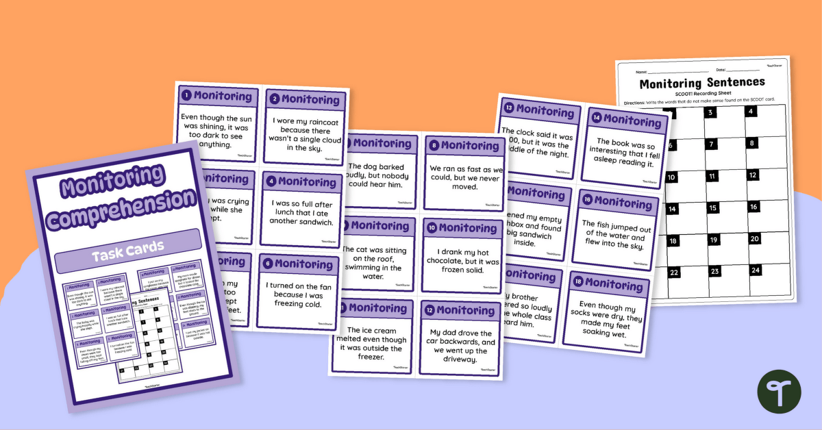 Monitoring Comprehension Task Cards teaching resource