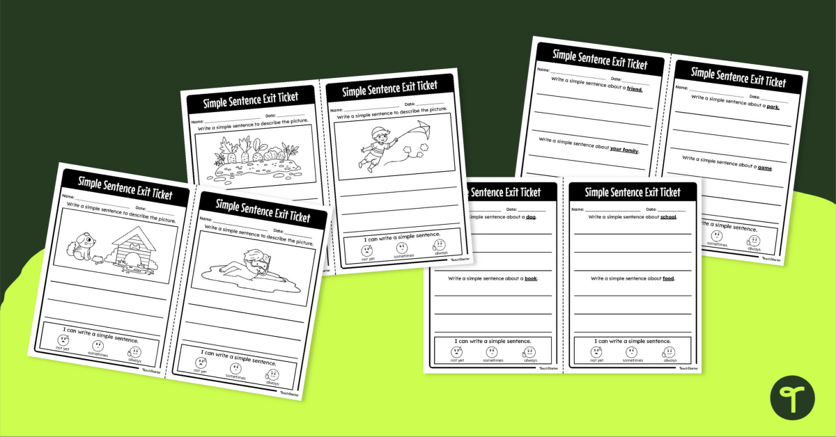 Simple Sentence Exit Tickets teaching resource