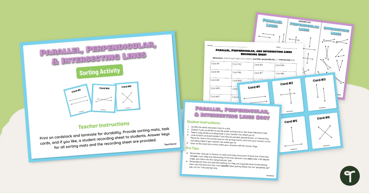 Parallel and Perpendicular Lines Game — Sorting Activity teaching resource
