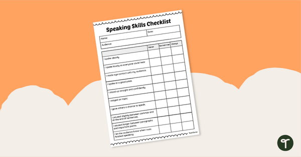 Go to Speaking Skills Assessment Checklist teaching resource