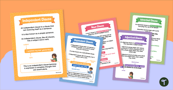 Go to Types of Clauses Posters teaching resource