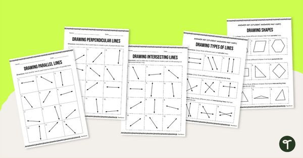 Go to Drawing Parallel Lines and Perpendicular Lines Worksheet Set teaching resource