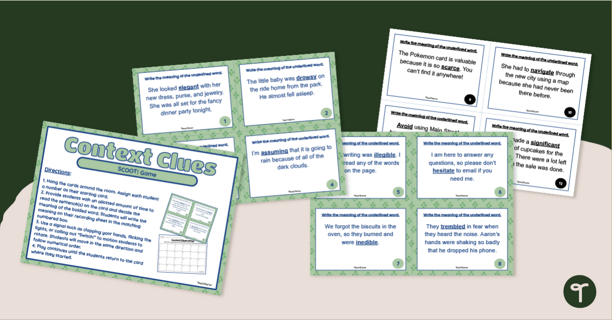 SCOOT! Context Clues Activity Cards teaching resource