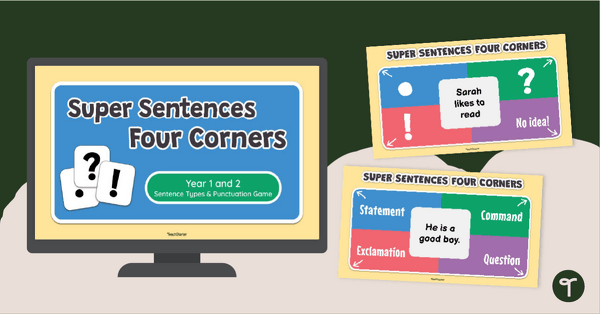 Go to Sentence Types & Punctuation for Grade 1  - Four Corners Game teaching resource