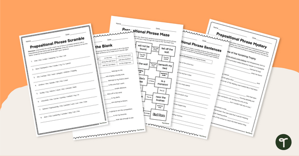 Go to Adjective Prepositional Phrase Worksheets teaching resource