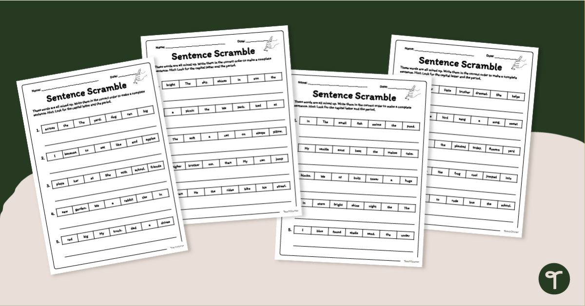 Scrambled Sentences Worksheets teaching resource
