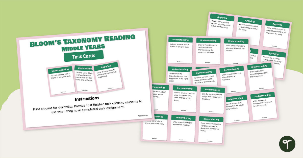 Bloom's Taxonomy Activities for Reading - Middle Grades teaching resource