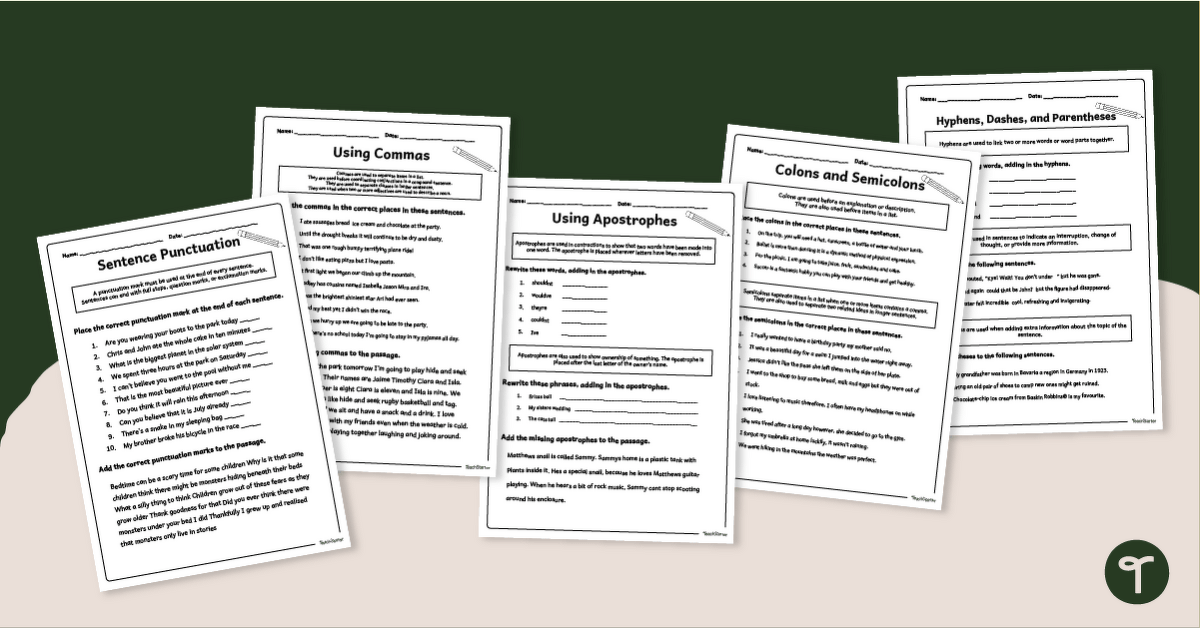Year 6 Grammar Practice Sheets - Punctuation Concepts teaching resource