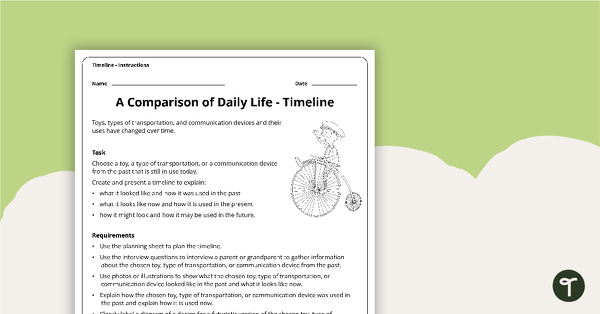 Preview image for A Comparison of Daily Life - Assessment Task - teaching resource