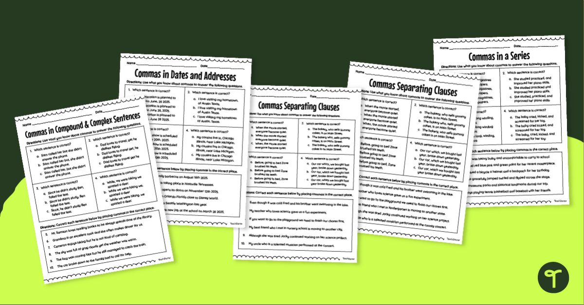 Comma Test Pack (3-5) teaching resource