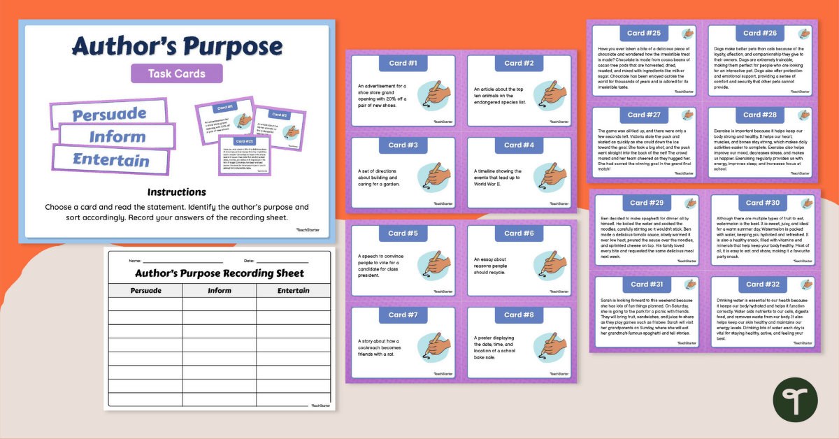 Author’s Purpose Sorting Activity teaching resource