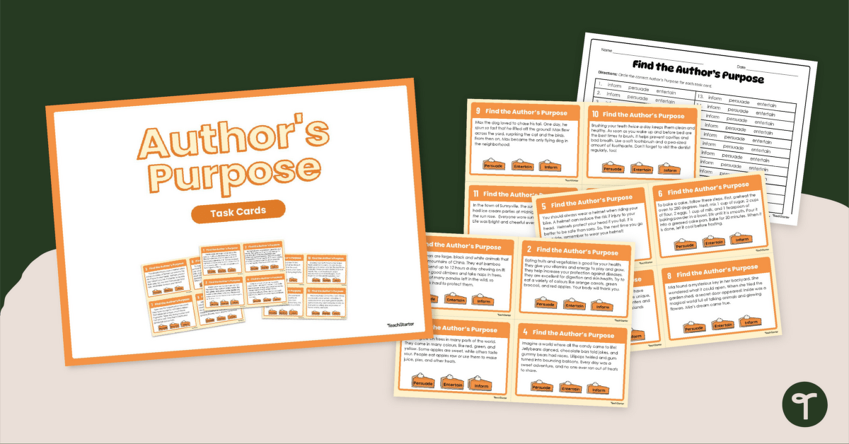 Author's Purpose Task Cards teaching resource