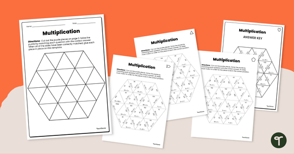 Go to Multiplication Puzzles - Tarsia with Answers teaching resource