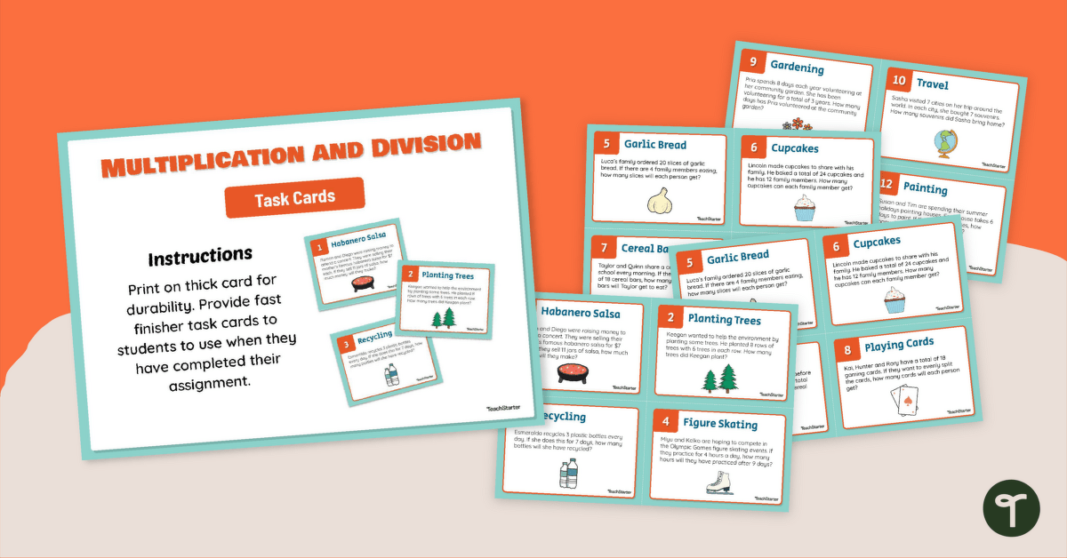 Multiplication and Division Word Problems Task Cards teaching resource