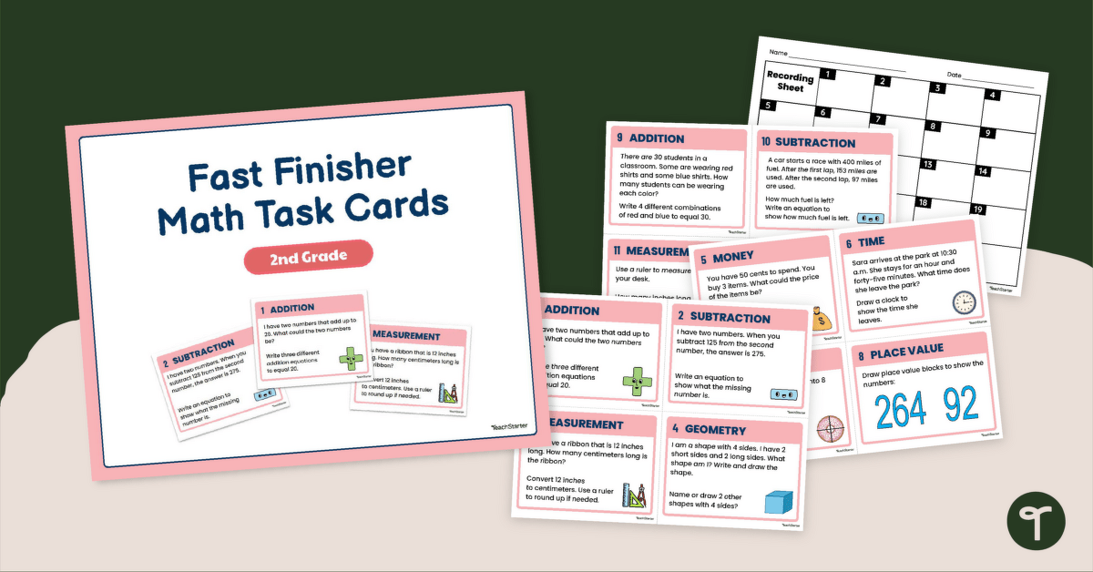 2nd Grade Fast Finisher Activities Math Teach Starter
