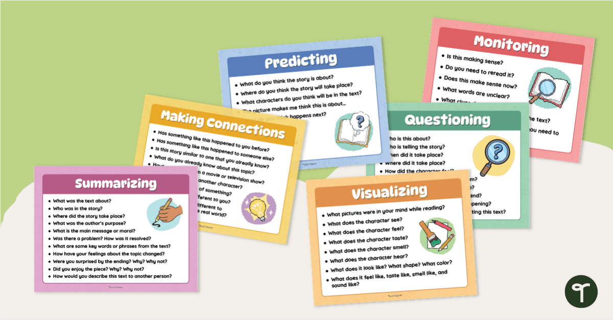 Reading Comprehension Question Stems - Anchor Charts teaching resource