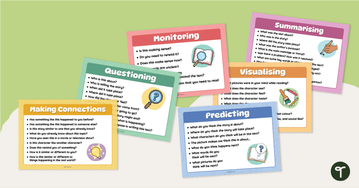 Reading Comprehension Question Stems - Super Six Reading Strategies teaching resource