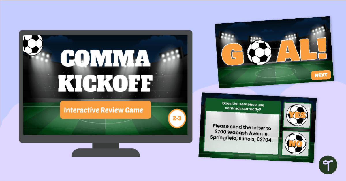 Interactive Comma Review Game (2-3) teaching resource