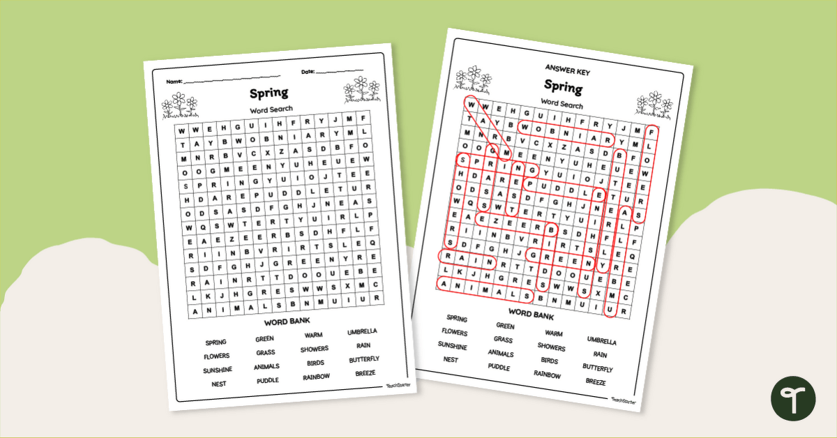 Spring Word Search Puzzle teaching resource