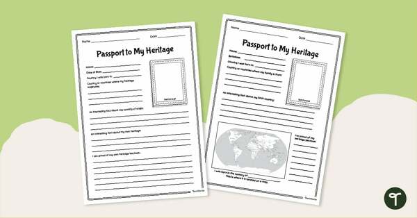 Go to Passport To My Heritage Project Template teaching resource