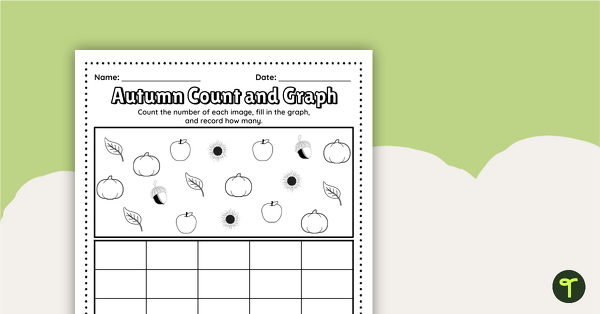 Autumn Maths Worksheet -  Count and Graph Activity teaching resource