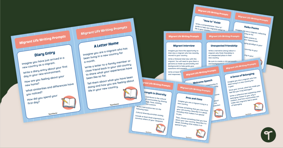 Migrant Life Writing Prompts teaching resource
