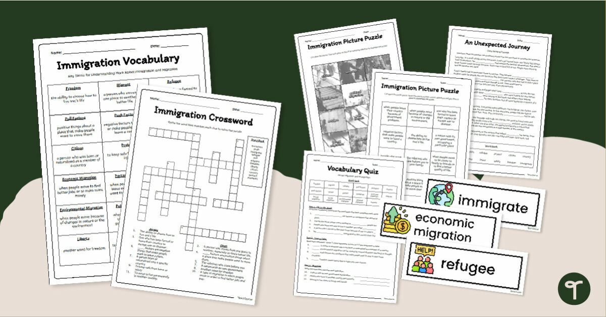 Immigration Vocabulary List & Activity Pack teaching resource