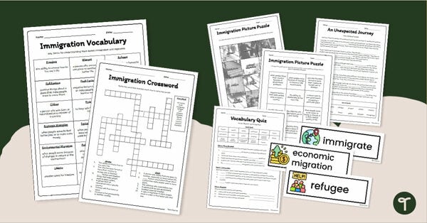 Go to Immigration Vocabulary List & Activity Pack teaching resource