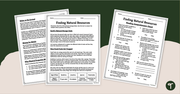 Go to Finding Earth’s Resources Worksheet  - Natural Resources & Fossil Fuels teaching resource