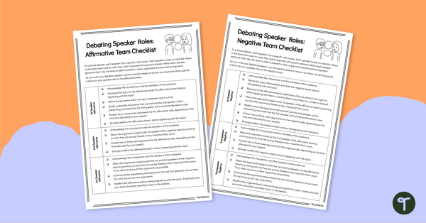 Go to Debate Team Roles Checklists teaching resource