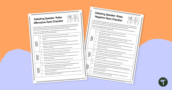 Go to Debate Team Roles Checklists teaching resource
