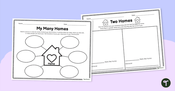 Go to My Two Homes Activity teaching resource