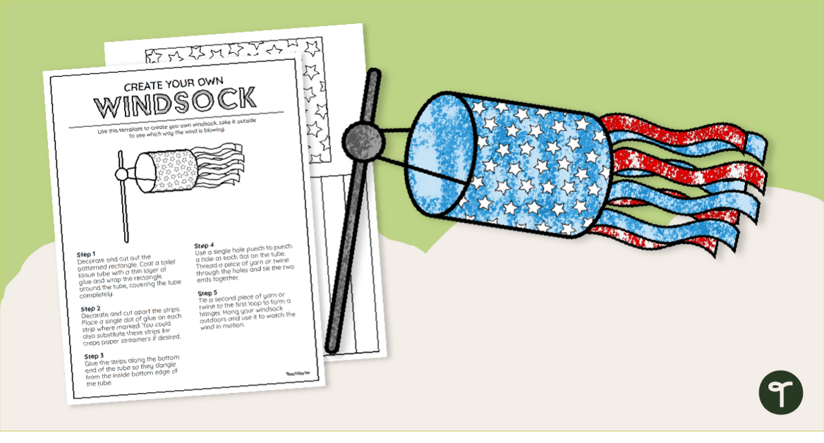 Patriotic Windsock Template - Craft Activity teaching resource