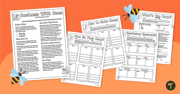 Go to Printable Worksheets About Bees - Year 2-3 Comprehension teaching resource