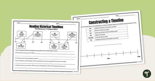Go to Reading and Constructing Timelines Worksheets teaching resource