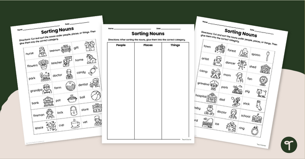 Go to Printable Noun Sort Activity Sheets teaching resource