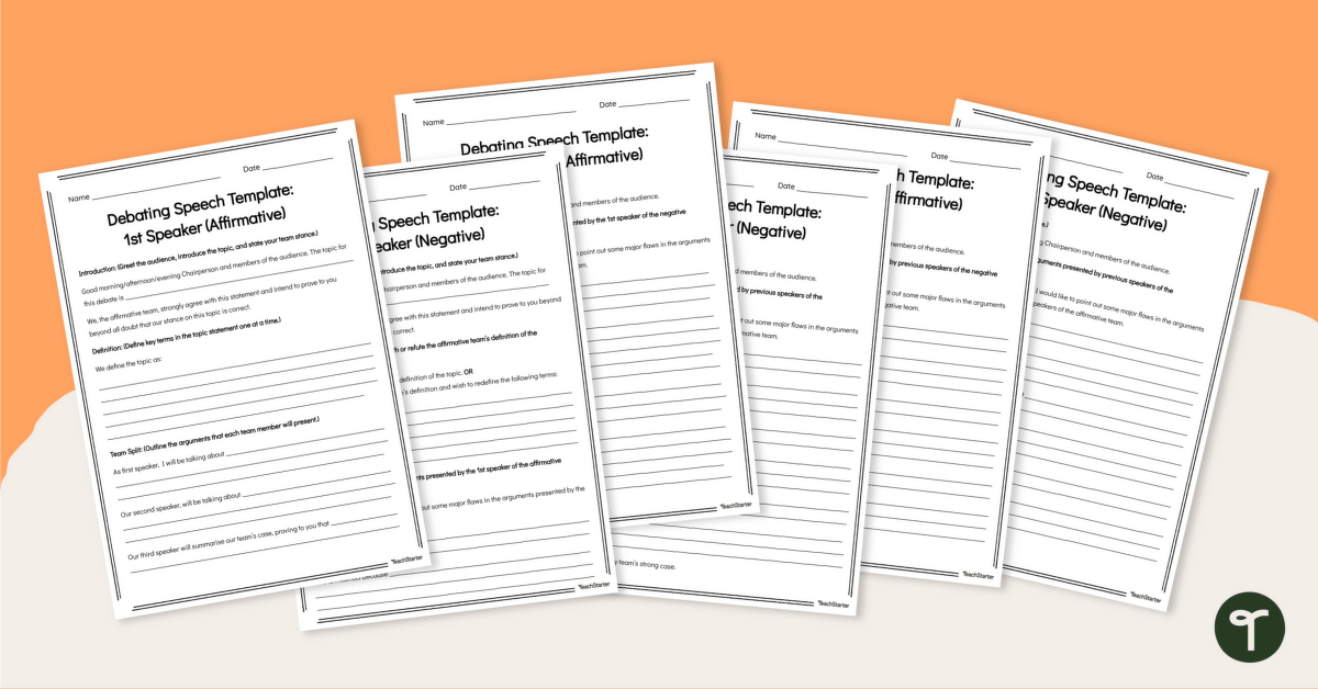 Debate Speech Template Pack teaching resource