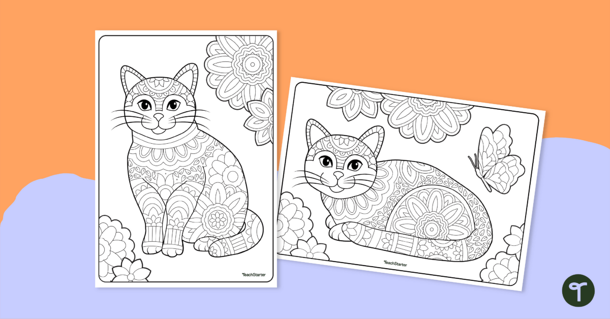 Mindful Colouring Sheets – Cats teaching resource