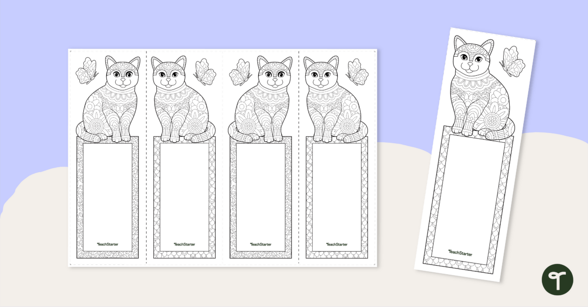 Mindful Cat Bookmark teaching resource
