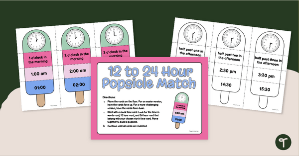 Go to 12 and 24-Hour Time Puzzle Pops teaching resource