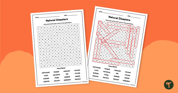 Go to Natural Disasters Word Search teaching resource