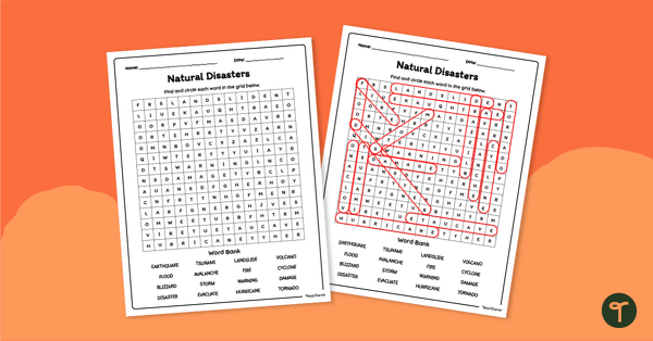 Go to Natural Disasters Word Search teaching resource