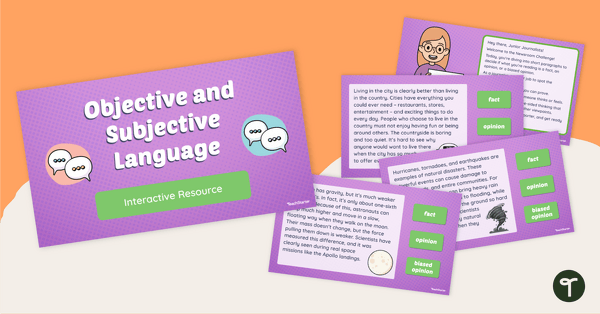 Go to Objective and Subjective Language Digital Quiz teaching resource