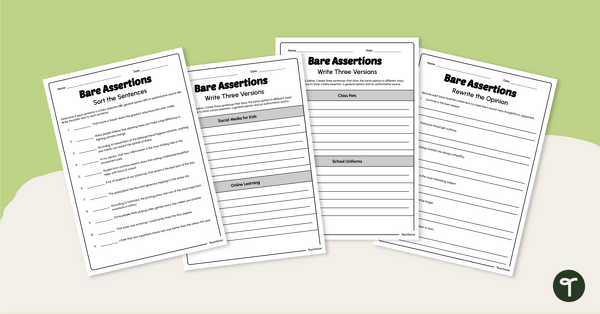 Go to Bare Assertions Worksheet Pack teaching resource