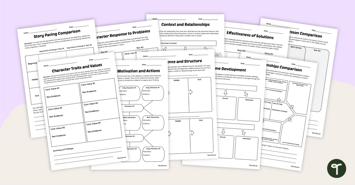 Comparing and Contrasting Texts Graphic Organisers teaching resource