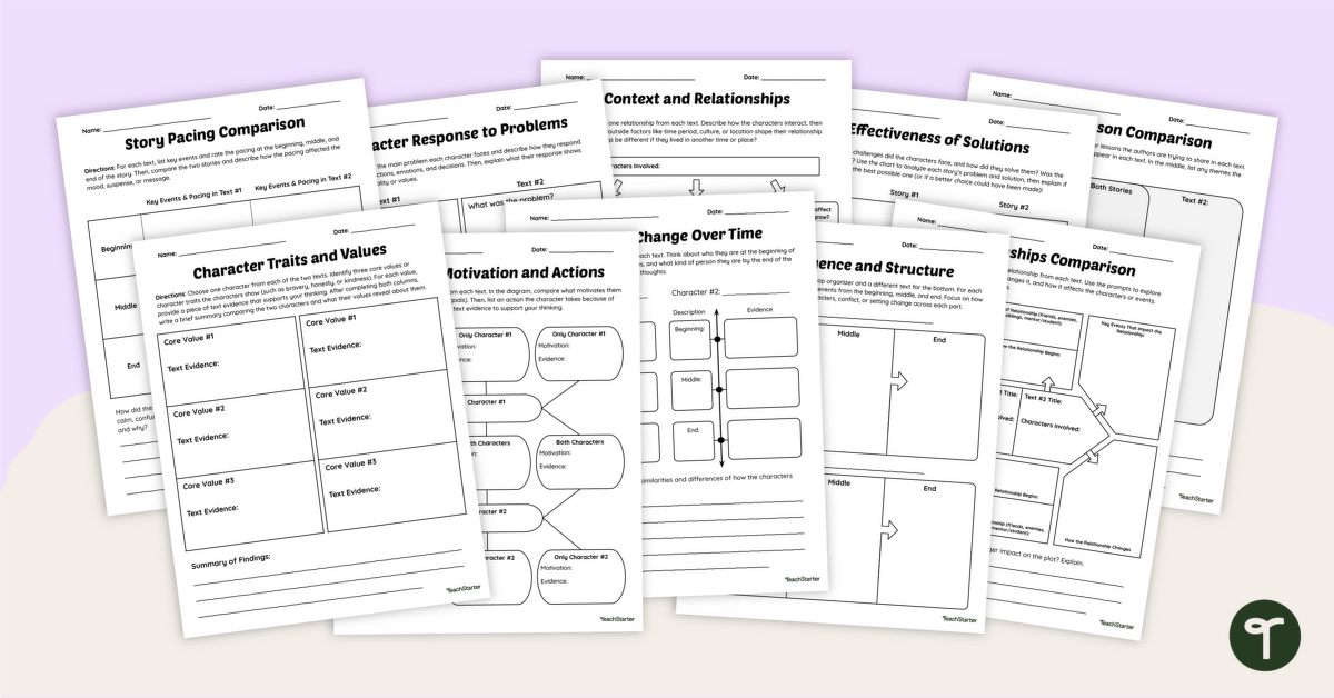 Comparing and Contrasting Texts Graphic Organizers teaching resource