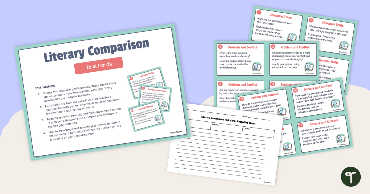 Literary Comparison Task Cards teaching resource