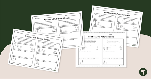 Go to Modeling Addition Word Problem Worksheets teaching resource